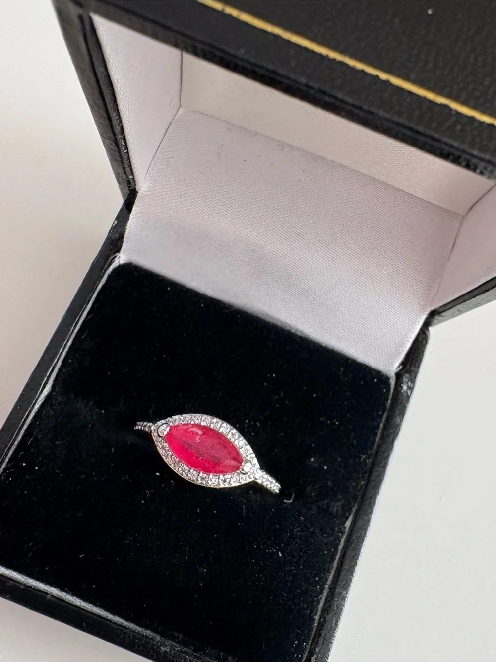 Bomb Party Fancy in Love Ring RBP6125 Dark Pink Sapphire Rhodium Plating